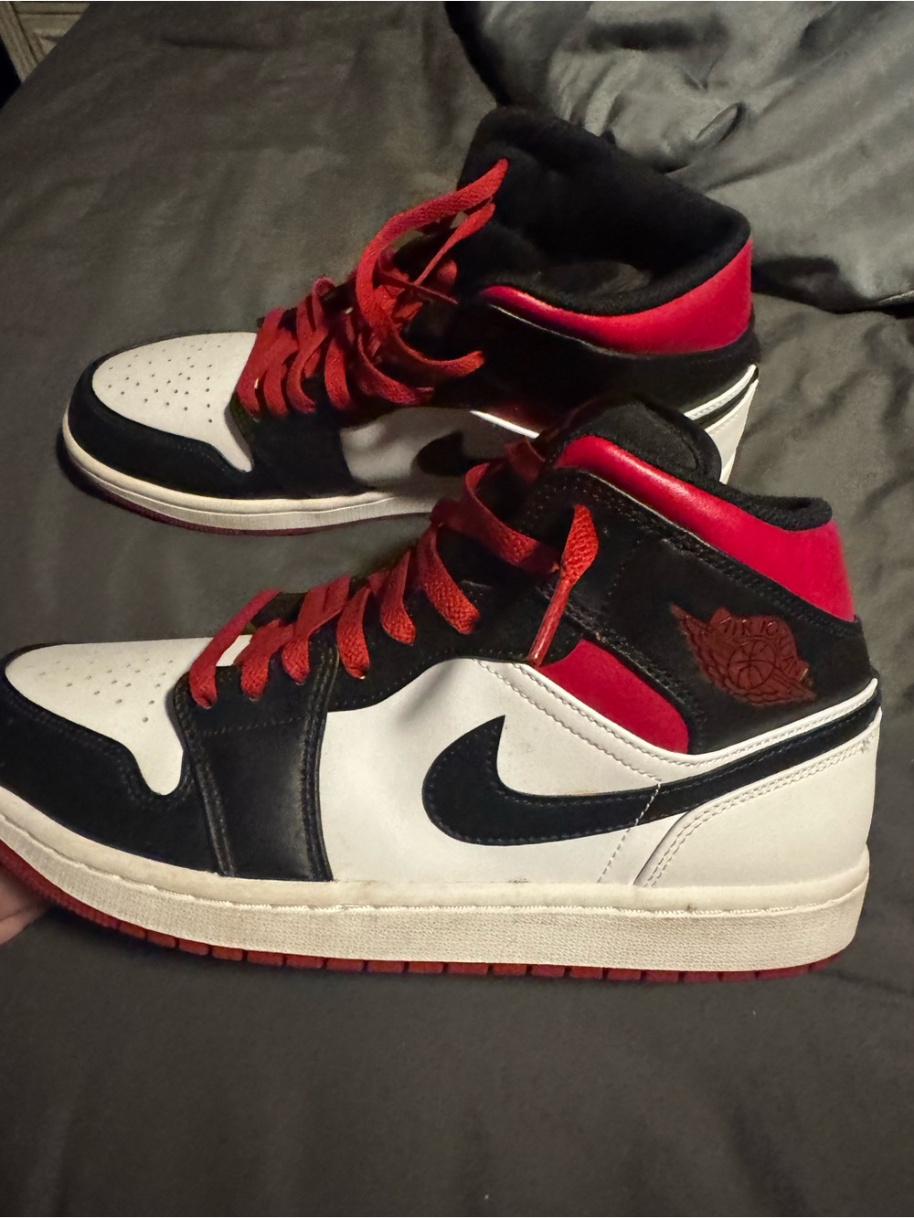 Jordan High-Top Sneakers in Black, White, and Red